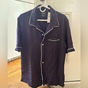 Todd Snyder NWT Men’s Large Tipped Rayon Lounge Shirt Navy Blue